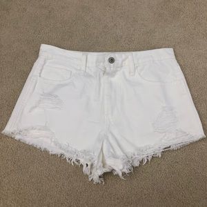 Hollister White Denim High Rise Cut Off Shorts